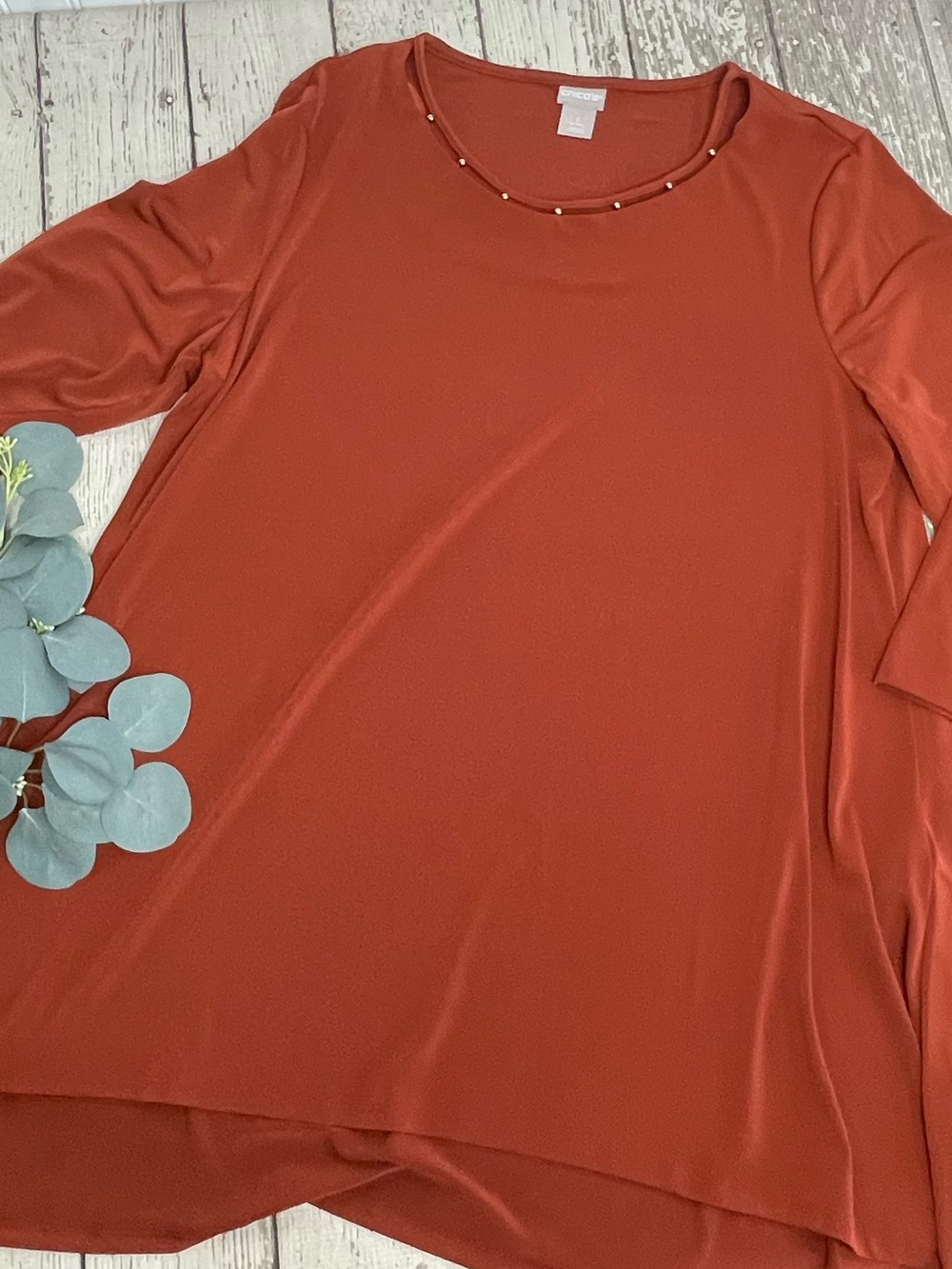 Chico’s Beaded Neckline Tunic Top